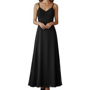 Vintage Black Silk Hand Beaded Evening Gown Night Scene Size M